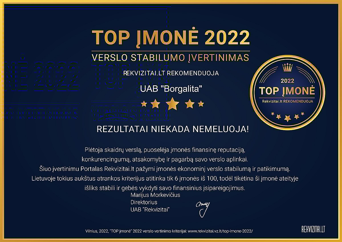 Top įmonė 2022 | Borga
